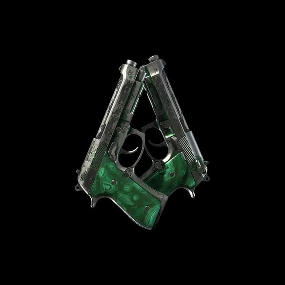 Dual Berettas | Polished Malachite (Battle-Scarred)