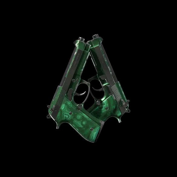 Dual Berettas | Polished Malachite (Well-Worn)