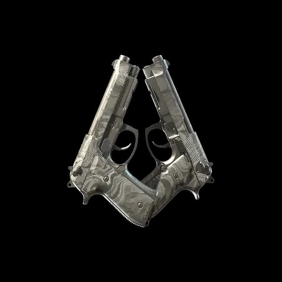 Dual Berettas | Silver Pour (Well-Worn)